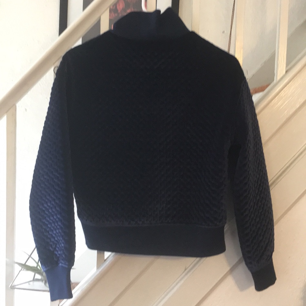NWT Club Monaco Navy velour quarter zip sweatshirt - Picture 7 of 7